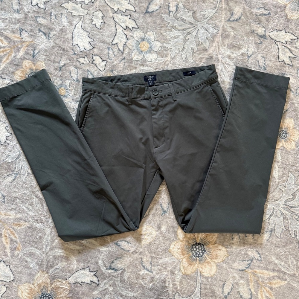 J.Crew Flex Slim Chino Pants Mens 30x30 AA712 Performance Trousers Golf Gray